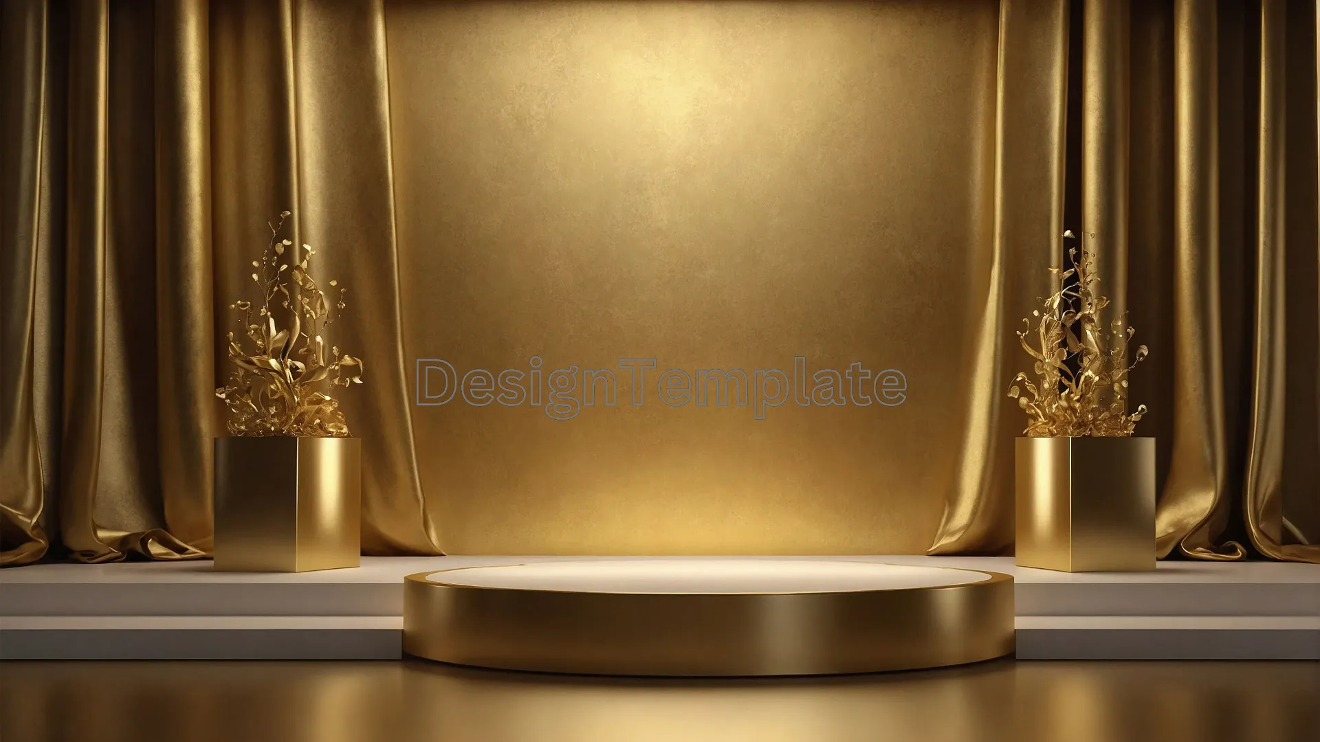 Golden Podium and Curtains for Luxurious Award Show Photo image